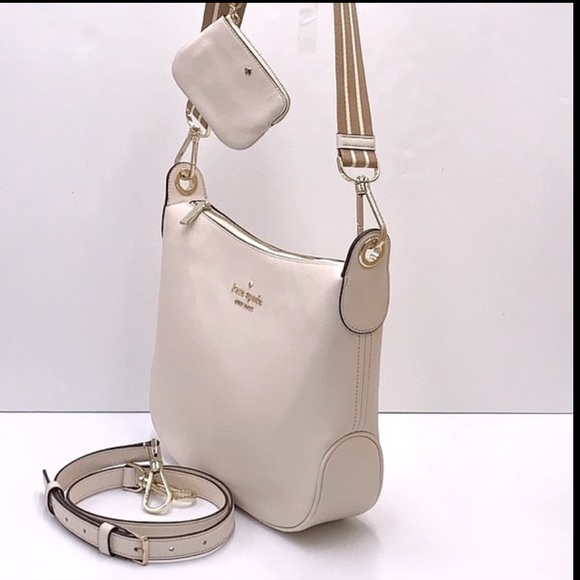New Kate Spade Rosie Large Crossbody Pebbled Leather Parchment - Picture 2 of 16